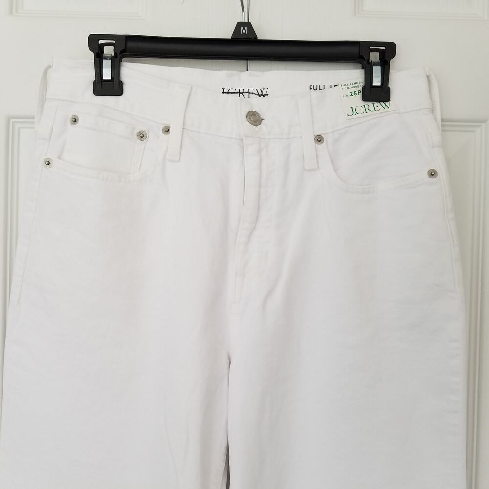 J. Crew Petite Slim Wide Leg Jeans Size 27P White Raw Hem Cropped NWT $148 BP463 - Picture 2 of 8